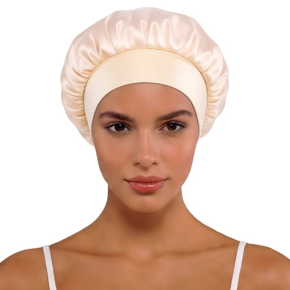 gcong Satin Silk Bonnet for Sleeping Soft Elastic Band Satin Hair Caps for Women Reusable Waterproof Double Layer Sleep Bonnets Nightcap Wrap Hat for Long Hair