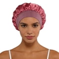 thumbnail image 1 of gcong Satin Silk Bonnet for Sleeping Soft Elastic Band Satin Hair Caps for Women Reusable Waterproof Double Layer Sleep Bonnets Nightcap Wrap Hat for Long Hair, 1 of 3