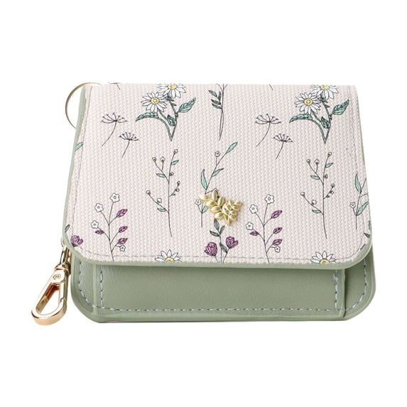gcong Slim Floral Card Holder Keychain Wallet for Women Compact Lightweight Functional Fashion Accessory Daily Use