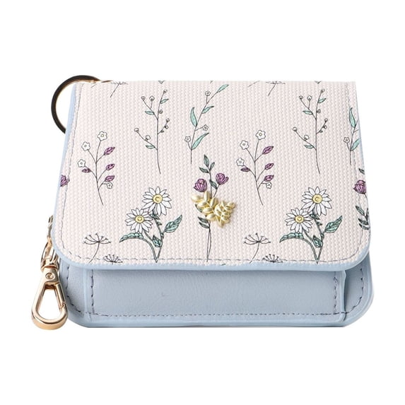 gcong Slim Floral Card Holder Keychain Wallet for Women Compact Lightweight Functional Fashion Accessory Daily Use