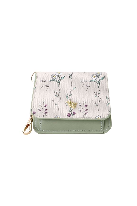 Slim Floral Card Holder Keychain Wallet for Women Compact Lightweight Functional Fashion Accessory Daily Use