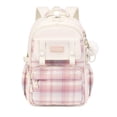 thumbnail image 1 of gcong Stylish Plaid Lightweight School Backpack For Large Capacity Bookbag Beige, 1 of 3
