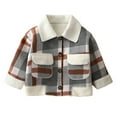 thumbnail image 1 of gcong Toddler Jacket Boys Girls Flannel Plaid Shirt Lapel Collared Button Down Fall Winter Clothes Dark Gray, 1 of 4
