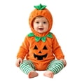 thumbnail image 1 of gcong Toddler Kids Halloween Bodysuits Pumpkin Outfit Set with Hat, 1 of 7