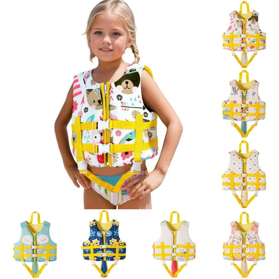 gcong Toddler Swim Vest Life Jackets Buoyancy Floaties Adjustable Graphic Trainer Swimsuit for 2 Year Old Kids Boys Girls Swimming Sports