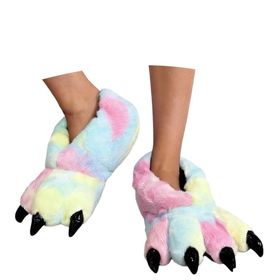gcong Women Plush Animal PAW Slippers Funny Novelty Cute claw Slippers Cozy Furry Warm Memory Foam Slippers Gifts for Halloween Christmas Winter