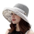 thumbnail image 1 of gcong Women Sun Hats Summer Beach UV Protection Bucket UPF Packable Wide Brim Chin Strap, 1 of 4