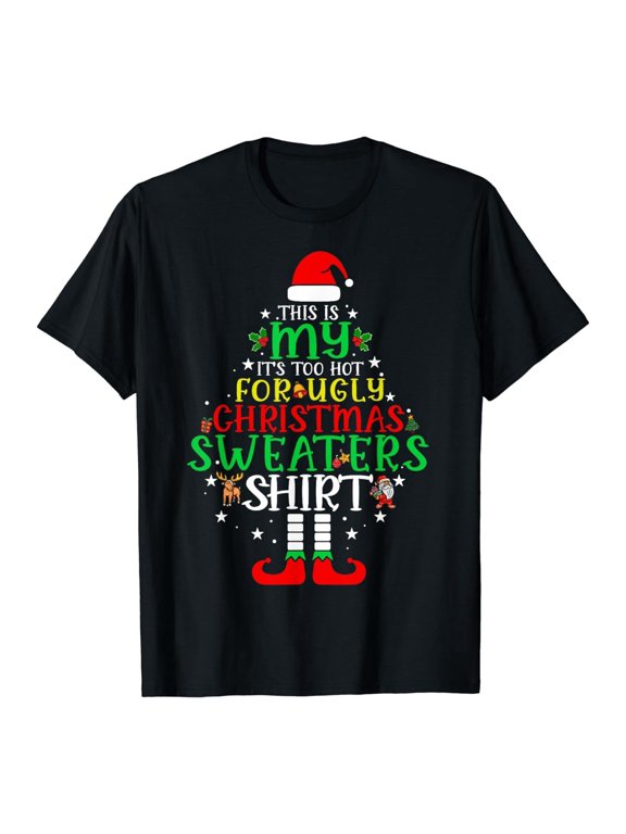 Women's Christmas Elf Letter Graphic Shirt Sweater Party Graphic Tee Short Sleeve Casual Christmas Tops