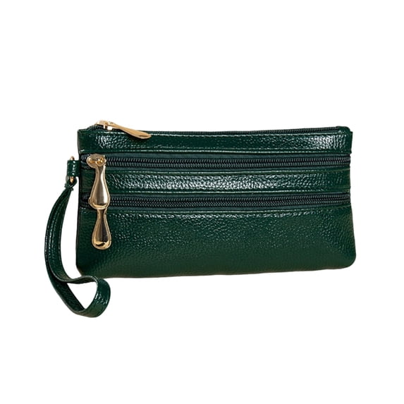 gcong Women's Soft Grain Long Pocket Wristlet Wallet with Phone Holder for Daily Commuting and Carry