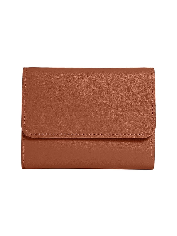 Women's Solid Tri Fold Thin Wallet Multifunctional Card Holder Change Purse for Daily Use