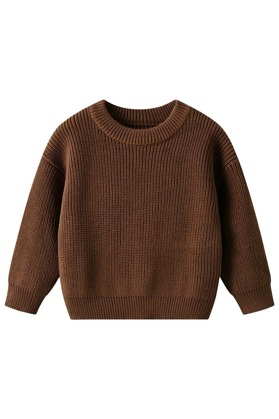 Baby Boden Sweater Boys' Long Sleeve Crew Neck Cotton Pullover Knit Sweater (Coffee,5-6 Years)