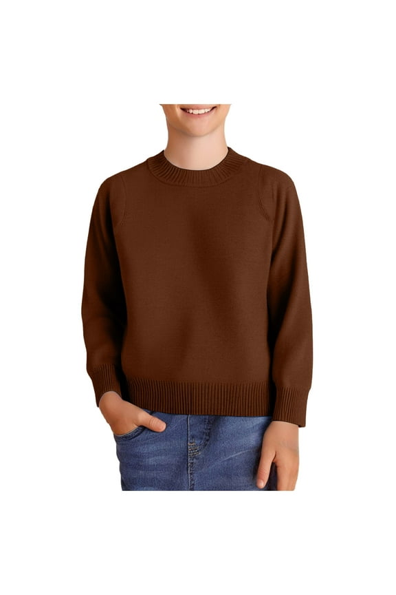Baby Boden Sweater Boys Sweaters Kids Crewneck Long Sleeve Knit Pullover Sweater (Coffee,5 Years)
