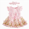 thumbnail image 1 of gdxvjhbj Baby Dress Newborn Baby Girl Outfit Short Sleeve Romper Summer Clothes 0 3 6 9 12 18 24 Months (Pink,1-3 Months), 1 of 4