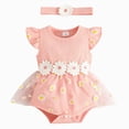 thumbnail image 1 of gdxvjhbj Baby Dresses Summer Newborn Baby Girl Outfits Sleeveless Tie Shoulder Heart Romper Tulle Dress with Headband Set Spring Summer Clothes 0 3 6 9 12 18 24 Months (Red,6-9 Months), 1 of 5