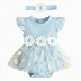 thumbnail image 1 of gdxvjhbj Baby Girl Newborn Clothes Newborn Baby Girl Clothes Romper Dress Socks Headband Cute Spring Summer Baby Girl Clothes 0 3 6 9 12 18 24 Months (Sky Blue,9-12 Months), 1 of 5