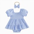 thumbnail image 1 of gdxvjhbj Baby Girl Summer Clothes Newborn Newborn Baby Girl Outfits Sleeveless Tie Shoulder Heart Romper Tulle Dress with Headband Set Spring Summer Clothes 0 3 6 9 12 18 24 Months (Blue,0-3 Months), 1 of 5