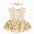 thumbnail image 1 of gdxvjhbj Baby Girl Summer Dress Toddler Baby Girl Sleeveless Romper Casual Summer Jumpsuit Clothes 0 3 6 9 12 18 24 Months (Beige,3-6 Months), 1 of 4