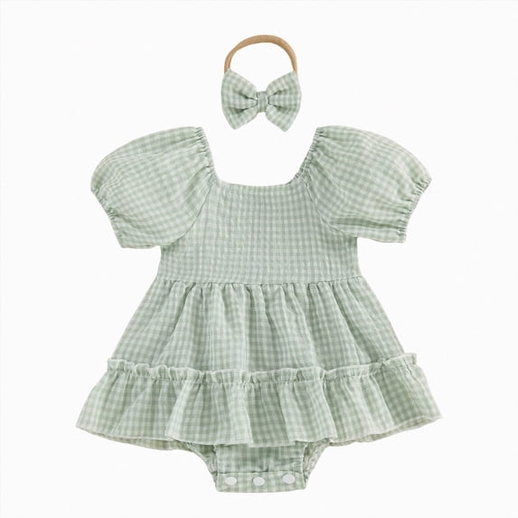 gdxvjhbj Baby Jumpsuit Infant Newborn Baby Girl Outfit Clothes Long Sleeve Lace Mesh Tulle Tutu Romper Dress Birthday Party 0 3 6 9 12 18 24 Months (Green,3-6 Months)