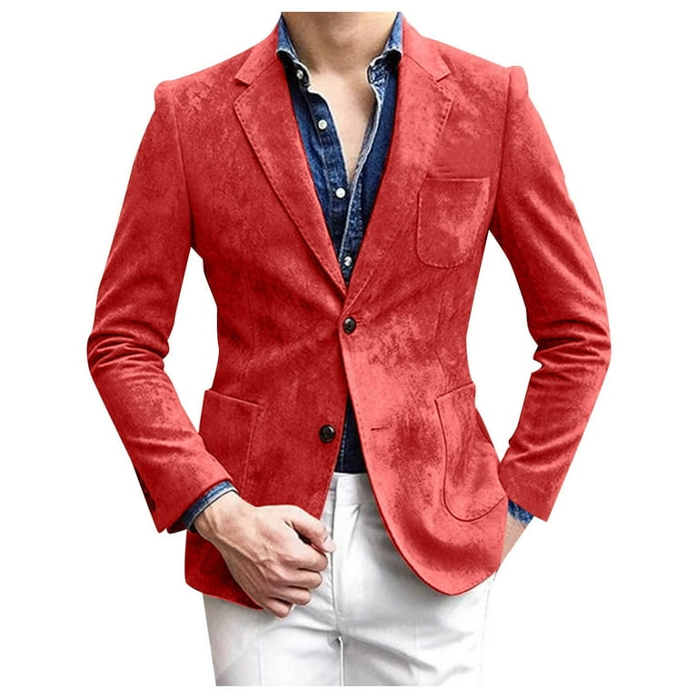 gdxvjhbj Blazers for Men Big and Tall Mens Blazer Vintage Herringbone Tweed Blazer Two Button Wool Blend Sport Coat with Pocket Square Red XL Walmart