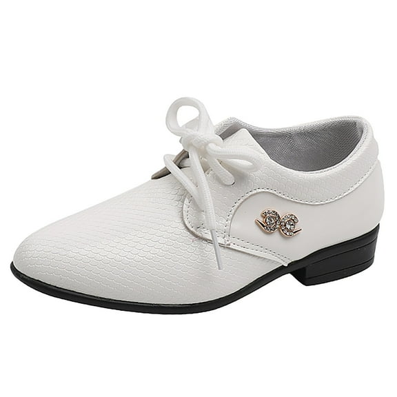 gdxvjhbj Boy Dress Shoes Big Kid Toddler Boys Girls Dress Shoes Brown Leather Loafers Wedding Oxford Shoes (White,2.5)
