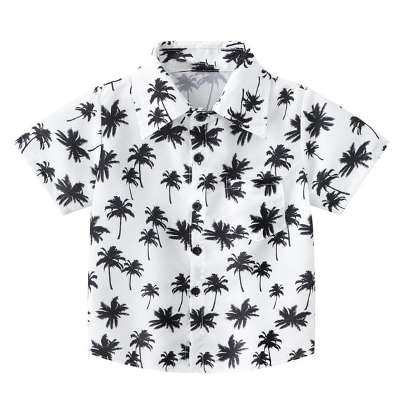 gdxvjhbj Boys Short Sleeve Button Down Shirt Boys Casual Short Sleeve Button Down Shirt Collared Beach Shirt (White,90)