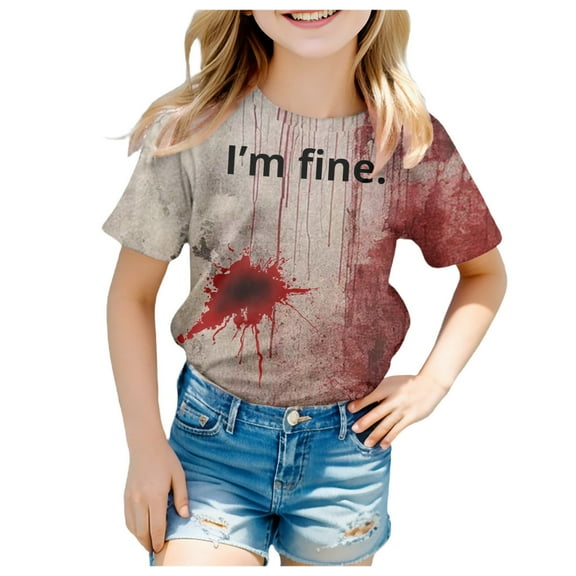 gdxvjhbj Halloween Shirt Kid Girls Halloween Shirts Cute T-Shirts Spooky Season Tees Outfits Short Sleeve Fall Tops(Light Green,8-10 Years)(Wine,3-4 Years)