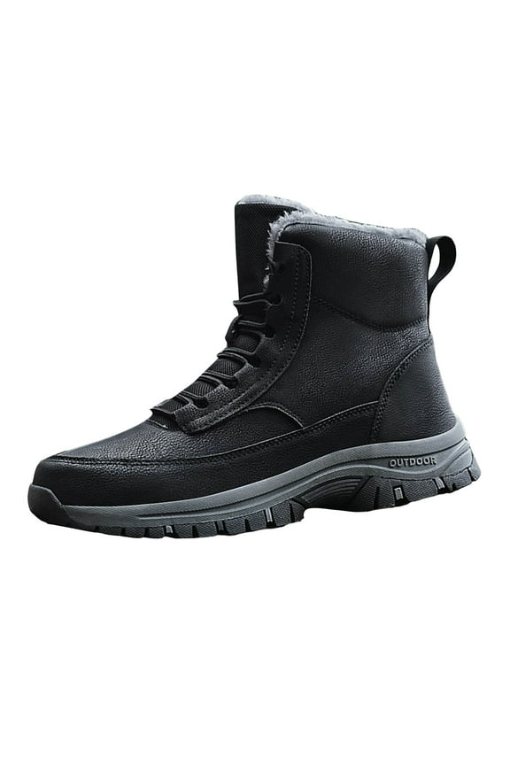 Mens Snow Boots Wide Winter Hike Footwear Barefoot Boots,Warm Zero Drop Snow Boot Slip On Barefoot Boots Men Wide Waterproof Hiking Boots (Black,11)