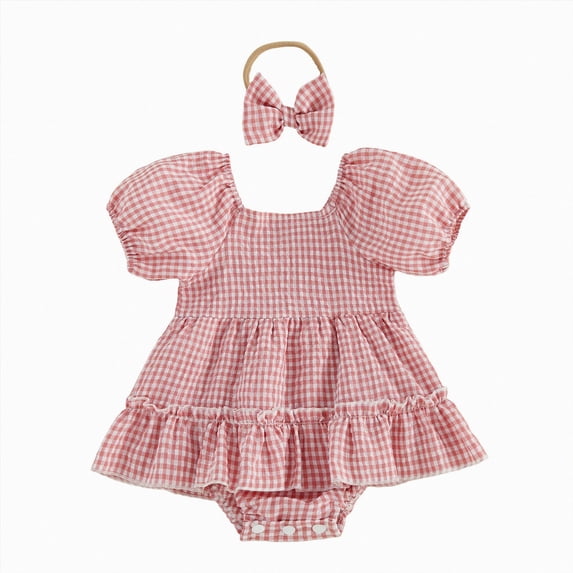 gdxvjhbj Newborn Baby Dress Summer Toddler Girl Jumpsuit Shorts Little Girl Clothes Baby Romper Jumpsuit One Piece Outfit 0 3 6 9 12 18 24 Months (Red,6-12 Months)