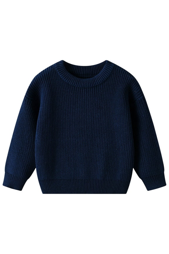 Sweater Autumn And Winter Toddler Boys Crewneck Cable Knit Sweaters Kids Long Sleeve Chunky Pullover Tops (Navy,9-12 Months)