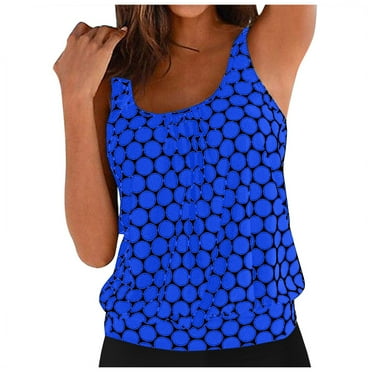 gdxvjhbj Tankini Tops for Women High Neck Swimsuits Swim Top Modest Bathing Suit Swimwear Tank Top only No Bottom (Blue,XXL)
