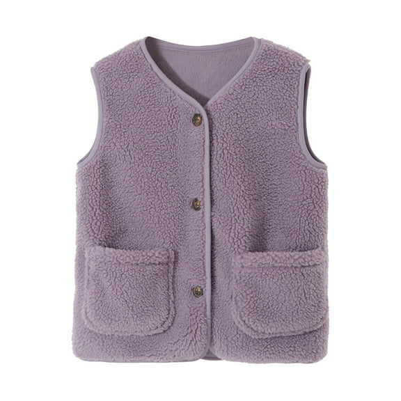 gdxvjhbj Toddler Vests Kids Fleece Winter Vest Warm Cotton Jacket Fall Outwear for Boys(Purple,6-7 Years)