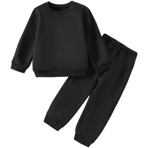 gdxvjhbj Toddler Winter Clothes Toddler Baby Boy Clothes Fall Winter Outfit Long Sleeve Sweatshirt Pullover Tops Sweatpants 2pcs Sweatsuit (Black,7-8 Years)