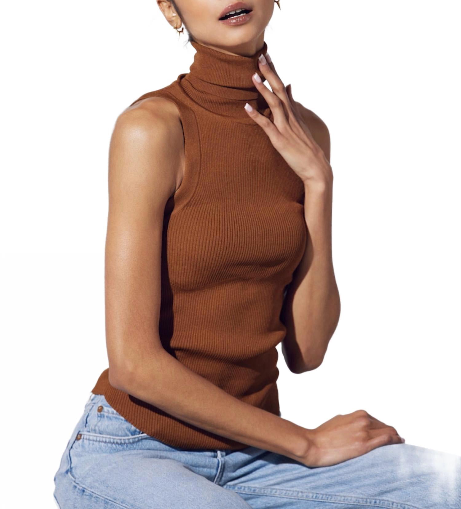 Geel Noon Ribbed Modal-Blend Jersey Sleeveless Turtleneck