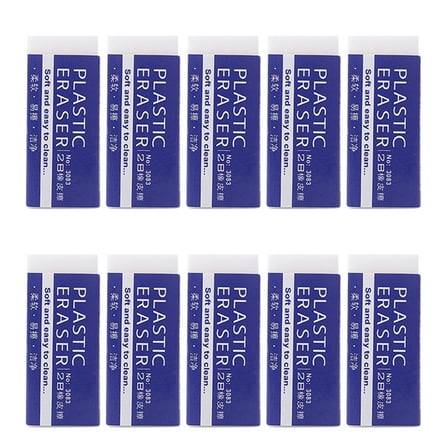 geerera 10 Pack Erasers Pencil Erasers White 2B Rubbers Soft Smudge Free for Office Drawing Writing Art Supplies