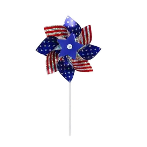 geerera 10-Piece Red White Blue Patriotic Flag Garden Wind Spinners - Outdoor Yard Decor for Memorial Day & Independence Day Party Supplies