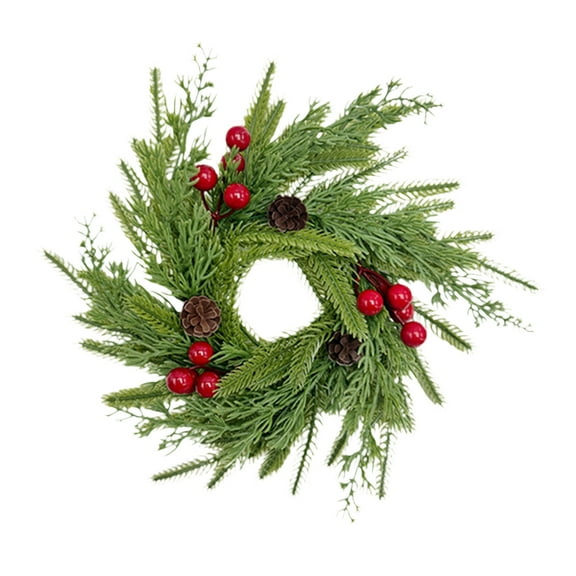 geerera 12" Christmas Candle Ring, Norfolk Pine Candle Ring Wreath, Artificial Green Pine Ornaments Xmas Table Centerpiece for Wedding Farmhouse Home Cabinets Window Decor