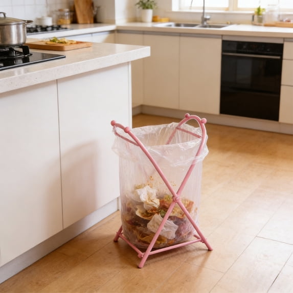 geerera 14x8in Foldable Garbage Bag Holder, Portable Trash Bag Stand for Kitchen, Home, Camping and Outdoor Use