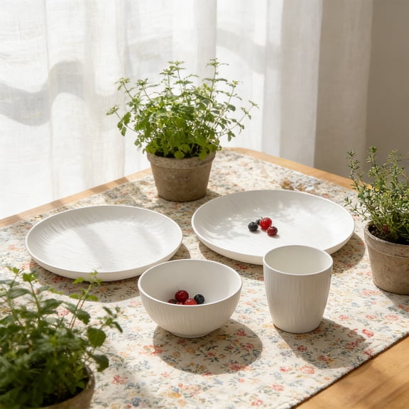 geerera 16-Piece Wheat Straw Dinnerware Set (Service for 4), Unbreakable Bowls, Cups and Plates, Lightweight Reusable Dishes for Kitchen, Camping and Parties