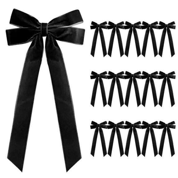 geerera 16pcs Velvet Christmas Bows for Christmas Tree Wreath Gift Wrap Crafts Wedding Party 4"x8" Ribbon Bow for Snack Bags Baking Candy Bags Home Decoration