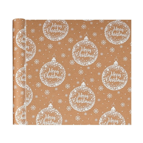 geerera 1Roll Christmas Gift Wrapping Paper, Kraft Christmas Wrapping Paper Roll, Christmas Gift Bag, for Birthday, Xmas Party Favors, 118"x17"