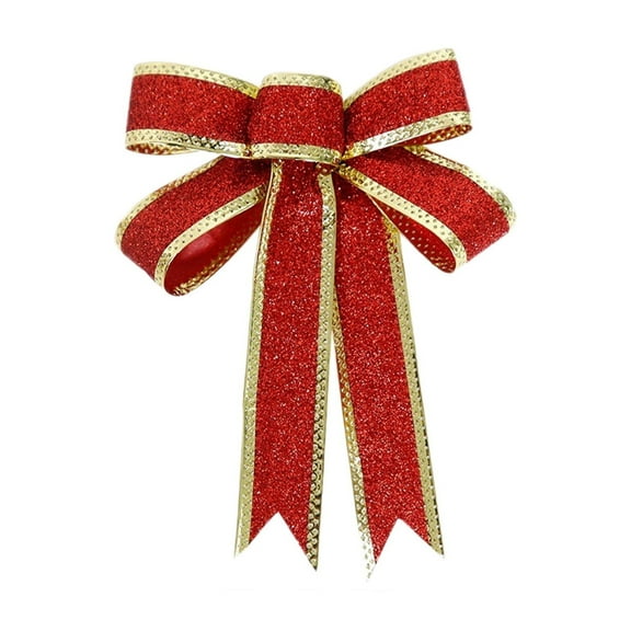 geerera 2-Pack Glitter Christmas Bows, Tree Hanging Bow Ornaments, Festive Ribbon Decor, for Holiday Display, Gift Topper, Party Decorations