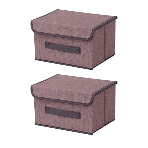 geerera 2-Pack Linen Fabric Covered Storage Box Organizer - Breathable Cloth Bin for Clothing Household Items and Daily Washing Needs