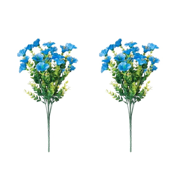 geerera 2 Pcs Artificial Flower Violets,No Fade Faux Plastic Shrubs Fake Silk Flowers, for Window Box Garden Porch Home Decoration
