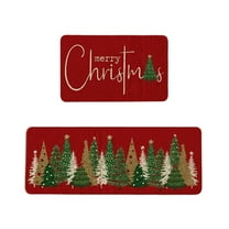 geerera 2 Pcs Christmas Kitchen Rugs, Non-Slip Kitchen Floor Mats, Washable Xmas Doormat Runner, for Holiday Decor, Kitchen, Festive Home Entrance
