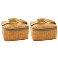 thumbnail image 1 of geerera 2 Pcs Imitation Rattan Woven Insulated Bento Bag, Portable Waterproof Fresh Insulated Bag for Camping & Picnic, 1 of 8