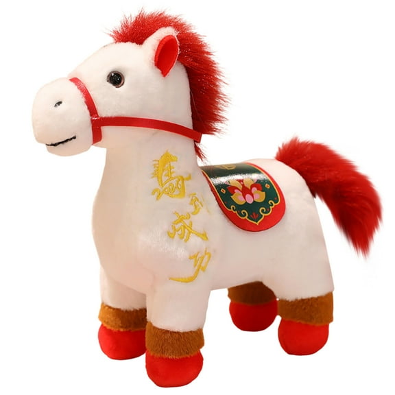 geerera 2026 Horse Zodiac Plush Mascot, Red Chinese New Year Horse Doll for Home and Office, Spring Festival Tabletop Ornament, Zodiac Gift, Blessing Souvenir