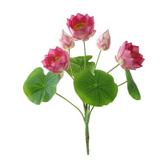 geerera 22.4" Artificial Lotus Flower Bouquet, Realistic Silk Water Lily Arrangement for Home Decor, Wedding, Party Centerpieces