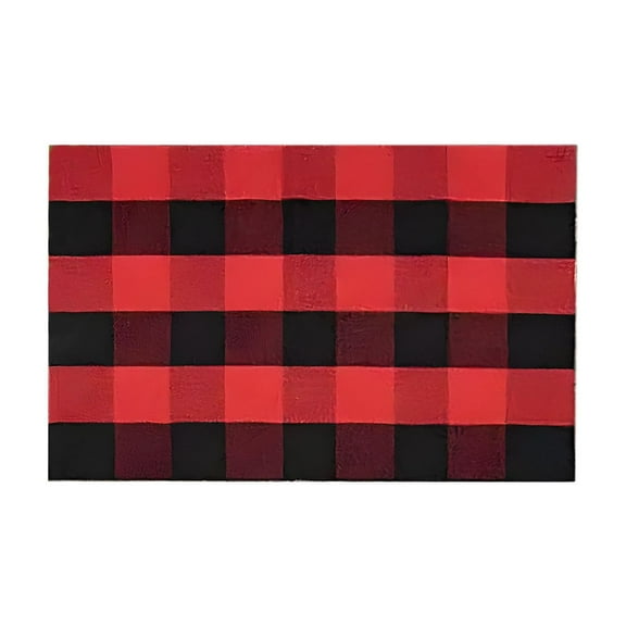 geerera 23.6x15.7 Inch Fall Plaid Outdoor Rug, Tartan Checkered Door Mat, Woven Check Rug Layered Doormats For Front Door/Front Porch/Farmhouses/Entryway/Patio