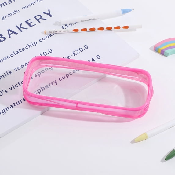 geerera 2Pcs Clear Pencil Cases, 7.87x3.15in Transparent PVC Zipper Pouch, Stationery Organizer