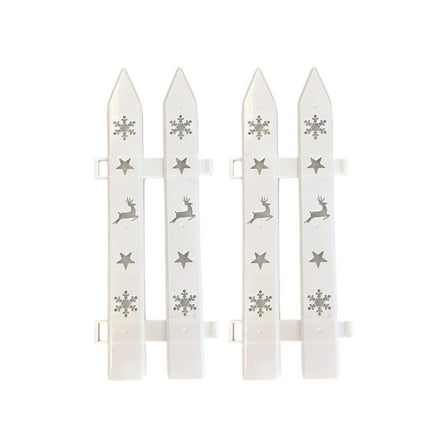 geerera 2pcs Christmas Tree Gate, Small White Plastic Garden Picket Fence, Christmas Tree Fence Barrier for Wedding Party Garden Home Decorations